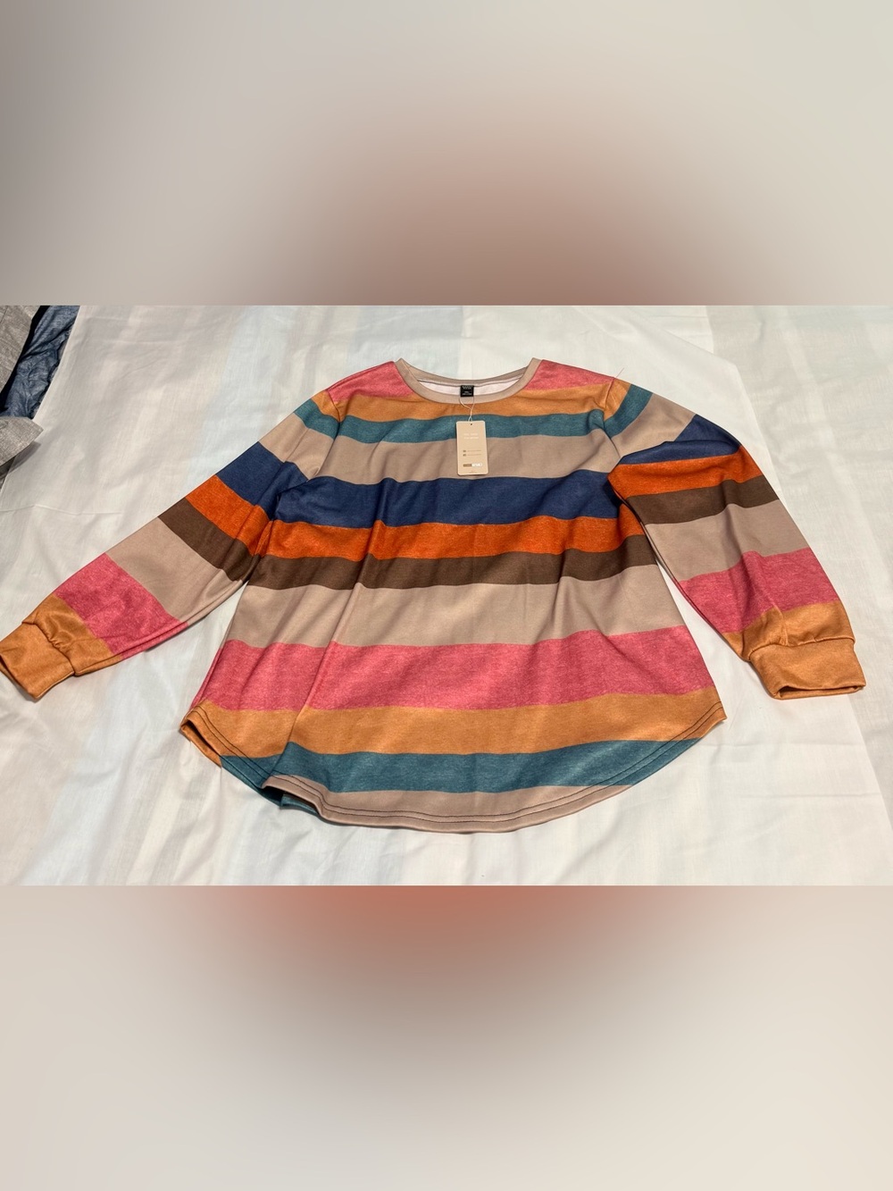 NWT Emery Rose  Horizontal Striped Long Sleeve Sweatshirt Crew Neck SZ 2XL
